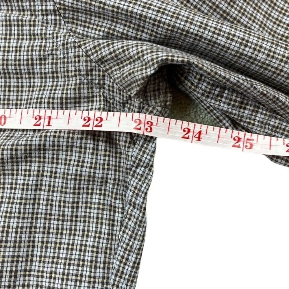 J. Crew Shirt Mens Large Size L Brown‎ Blue Plaid Long Sleeve Button Down